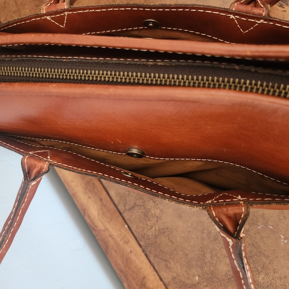 Brown Embossed Leather Handbag - Picture 10 of 11